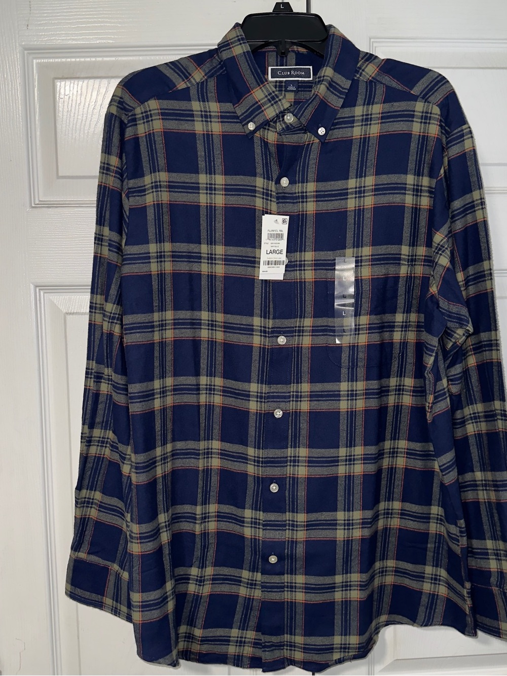 Club Room Navy and Tan Plaid Button-Down Shirt
